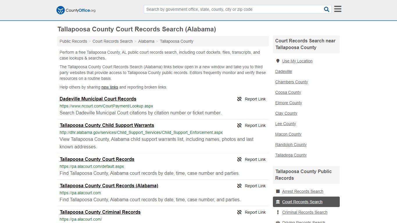 Tallapoosa County Court Records Search (Alabama) - County Office