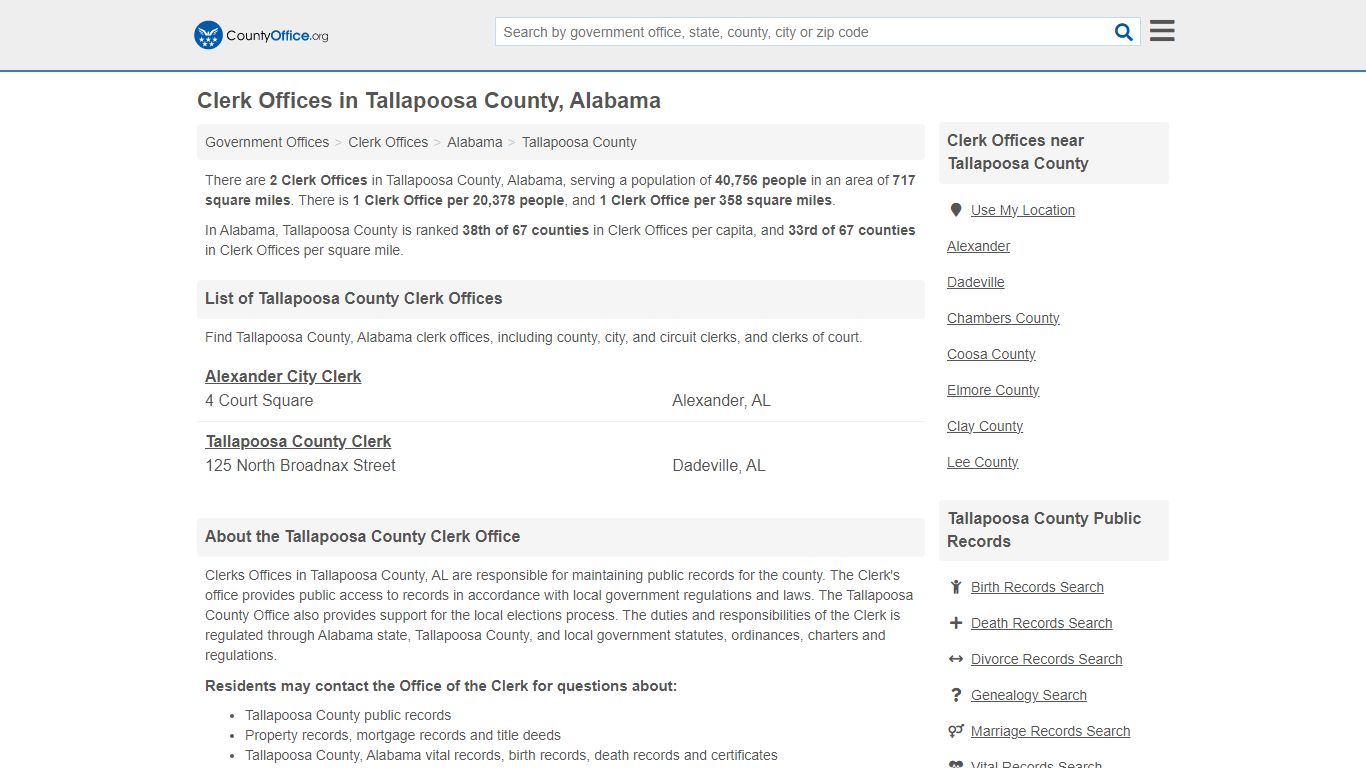 Clerk Offices - Tallapoosa County, AL (County & Court Records)